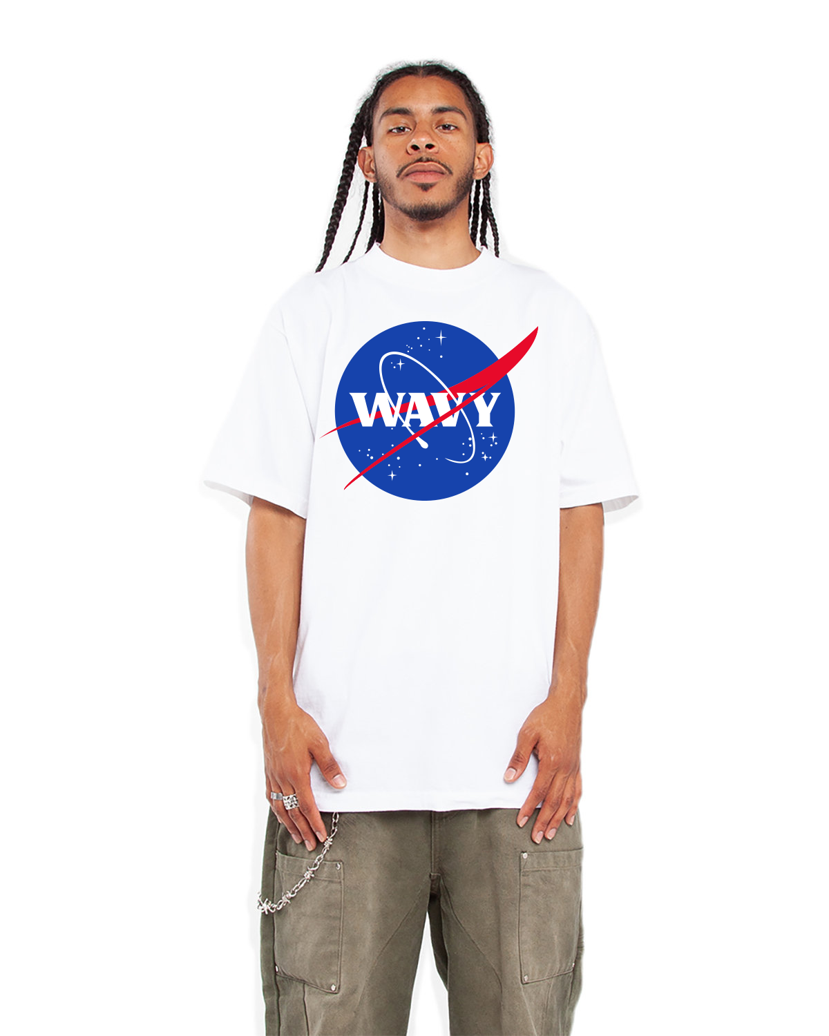 -Wavy Nasa Tee-White