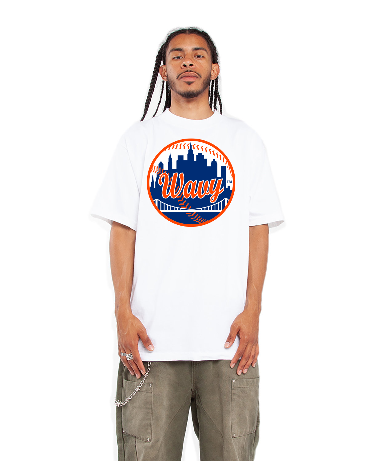 -Wavy Mets Tee-White